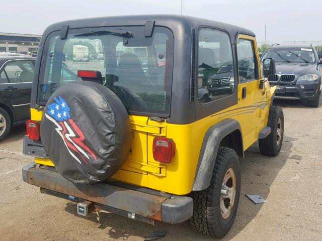 1J4FA29P11P331336 - 2001 JEEP WRANGLER / YELLOW photo 4