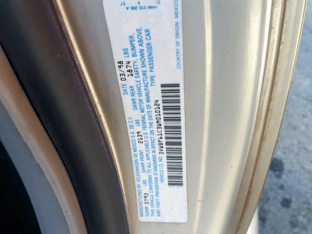 3VWBF61C3WM010124 - 1998 VOLKSWAGEN NEW BEETLE ვერცხლისფერი ფოტო 10