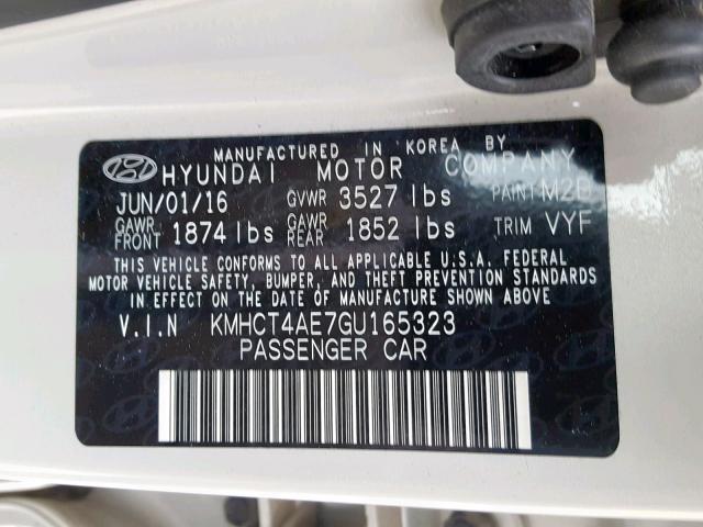 KMHCT4AE7GU165323 - 2016 HYUNDAI ACCENT SE TAN photo 10