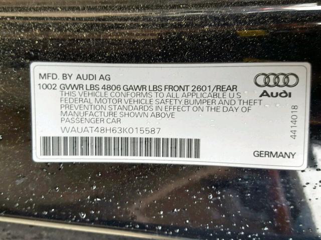 WAUAT48H63K015587 - 2003 AUDI A4 3.0 CAB BLACK photo 10