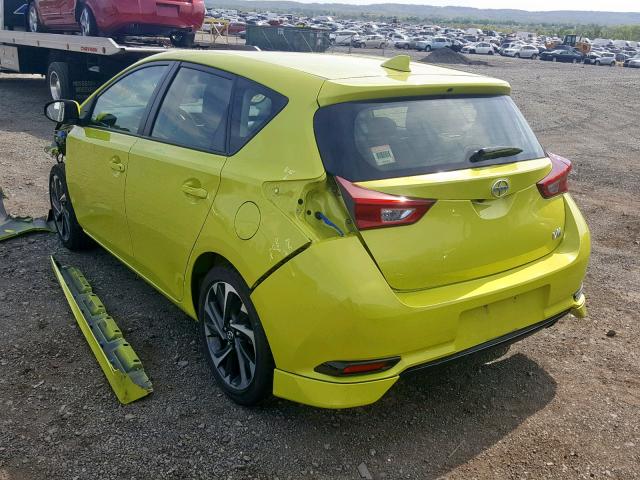 JTNKARJE4GJ507102 - 2016 TOYOTA SCION IM YELLOW photo 3