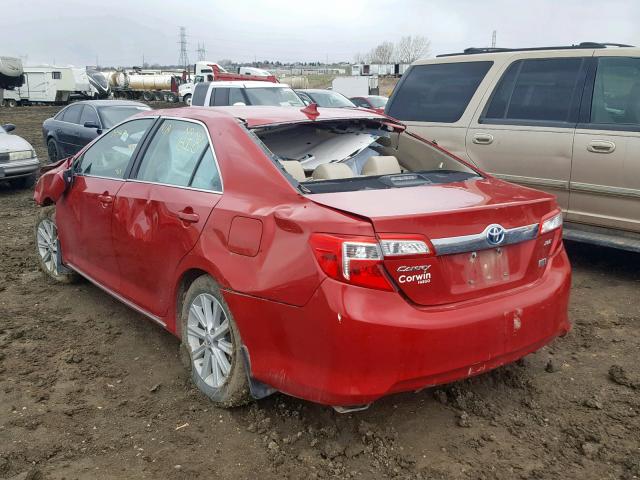 4T1BD1FK6DU082614 - 2013 TOYOTA CAMRY HYBR RED photo 3