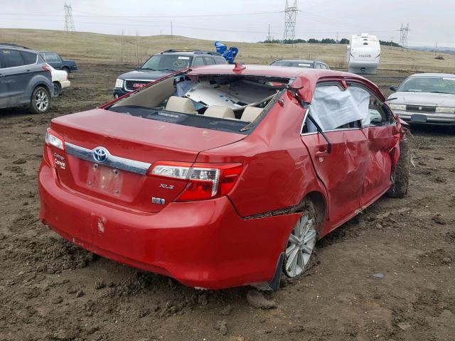 4T1BD1FK6DU082614 - 2013 TOYOTA CAMRY HYBR RED photo 4