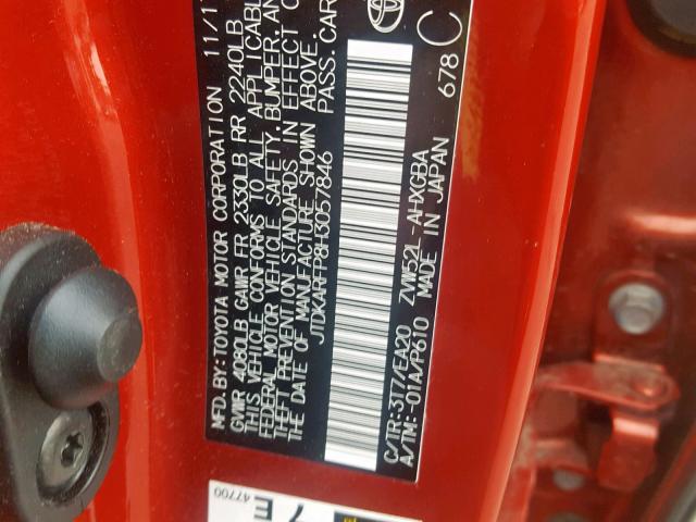 JTDKARFP8H3057846 - 2017 TOYOTA PRIUS PRIM 红色 照片 10