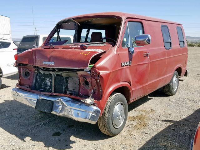 2B7GB11Y6KK374584 - 1989 DODGE RAM VAN B1 RED photo 2