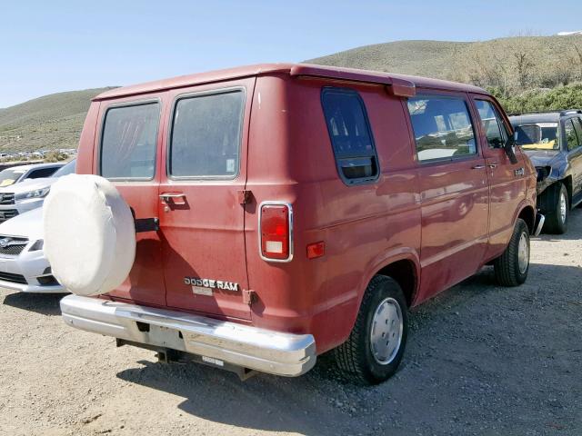 2B7GB11Y6KK374584 - 1989 DODGE RAM VAN B1 RED photo 4