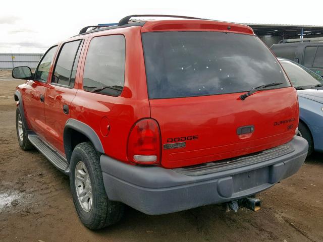 1D4HS38N83F570475 - 2003 DODGE DURANGO SP RED photo 3