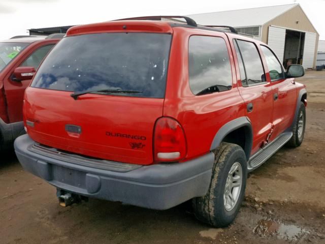 1D4HS38N83F570475 - 2003 DODGE DURANGO SP RED photo 4