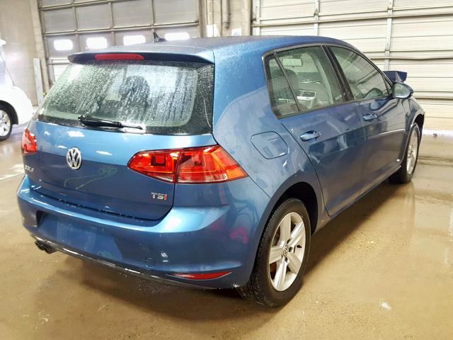 3VW217AU9HM074619 - 2017 VOLKSWAGEN GOLF S BLUE photo 4