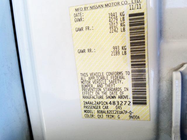 1N4AL2AP1CN483272 - 2012 NISSAN ALTIMA BASE  photo 10