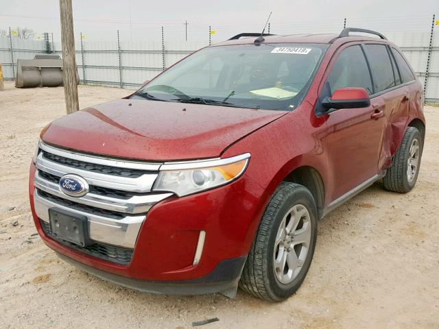 2FMDK3JC1DBA31795 - 2013 FORD EDGE SEL MAROON photo 2