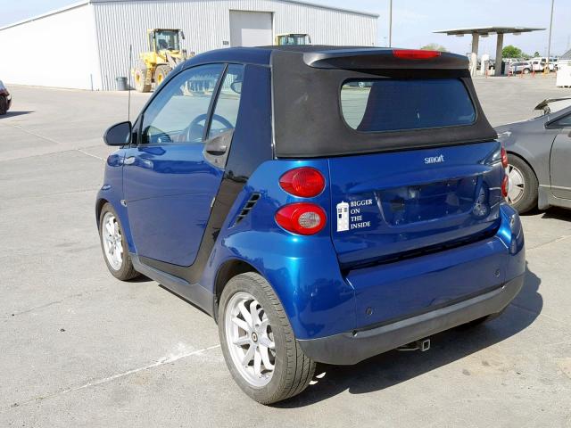 WMEEK31X28K106352 - 2008 SMART FORTWO PAS BLUE photo 3