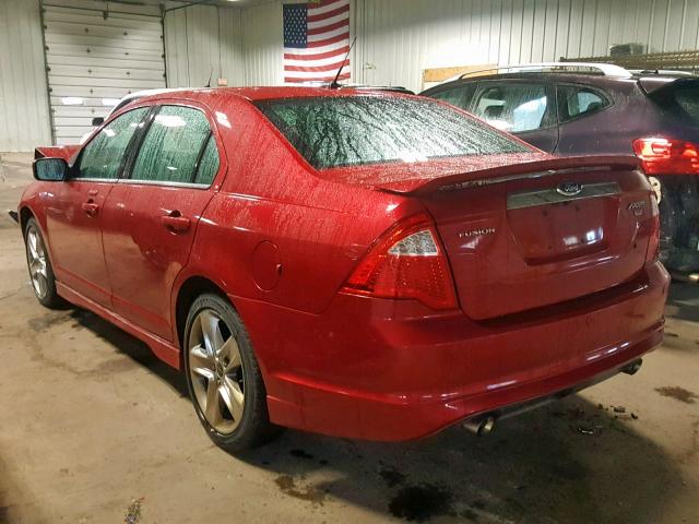 3FAHP0DC4CR210470 - 2012 FORD FUSION SPO RED photo 3