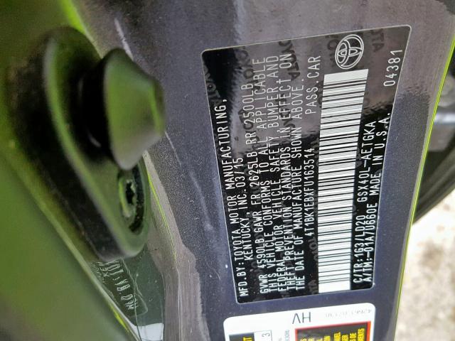 4T1BK1EBXFU163514 - 2015 TOYOTA AVALON XLE CHARCOAL photo 10