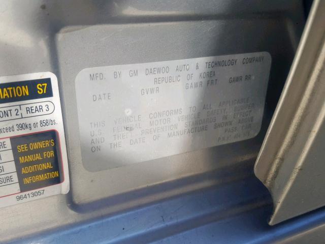 KL1TD526X5B321854 - 2005 CHEVROLET AVEO BASE SILVER photo 10