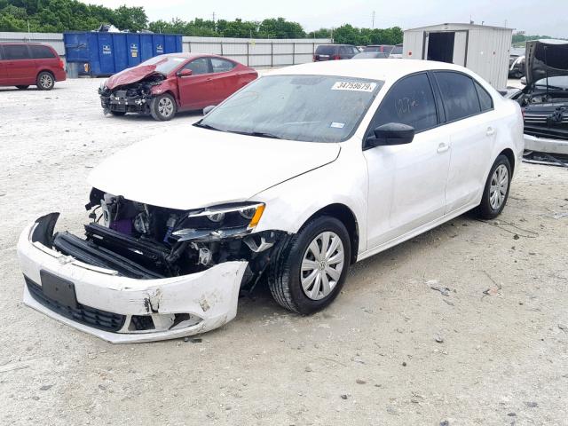 3VW2K7AJ2EM368054 - 2014 VOLKSWAGEN JETTA BASE WHITE photo 2