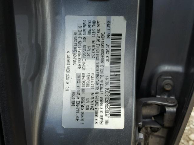 JM3TB28A290181204 - 2009 MAZDA CX-9 GRAY photo 10