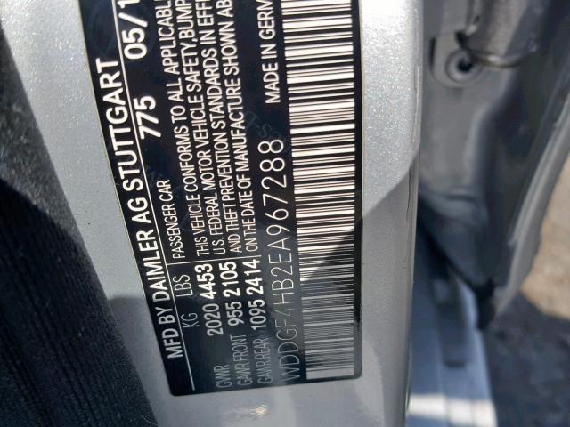 WDDGF4HB2EA967288 - 2014 MERCEDES-BENZ C 250 SILVER photo 10