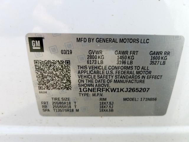 1GNERFKW1KJ265207 - 2019 CHEVROLET TRAVERSE LS  photo 10