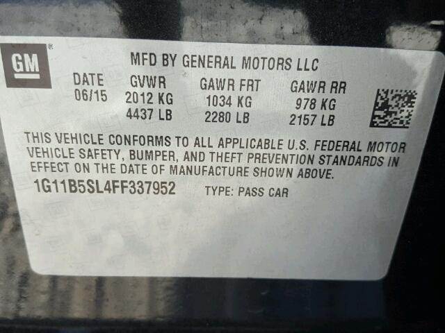 1G11B5SL4FF337952 - 2015 CHEVROLET MALIBU LS 黑色 照片 10