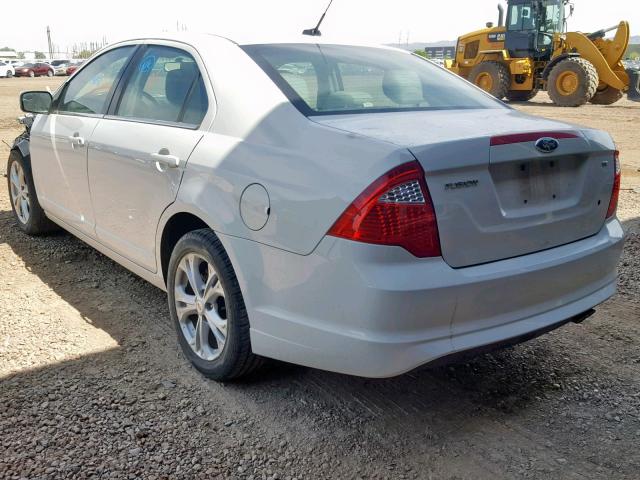 3FAHP0HA3CR207116 - 2012 FORD FUSION SE WHITE photo 3