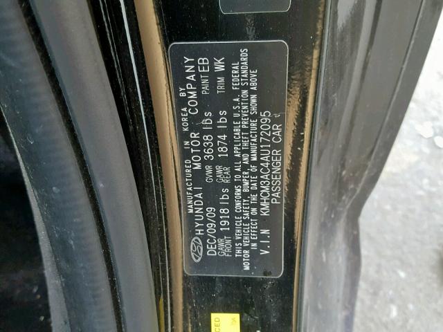 KMHCM3AC4AU172095 - 2010 HYUNDAI ACCENT BLU BLACK photo 10