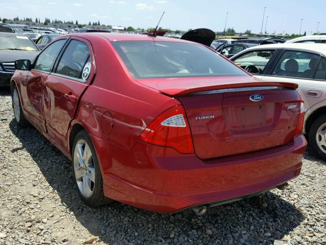 3FAHP0KC8CR156805 - 2012 FORD FUSION SPO RED photo 3