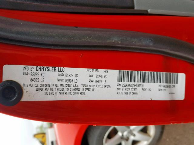 2B3KA43D29H596718 - 2009 DODGE CHARGER RED photo 10