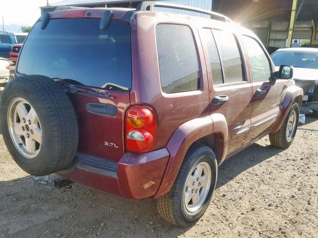 1J4GK58K53W705545 - 2003 JEEP LIBERTY LI MAROON photo 4