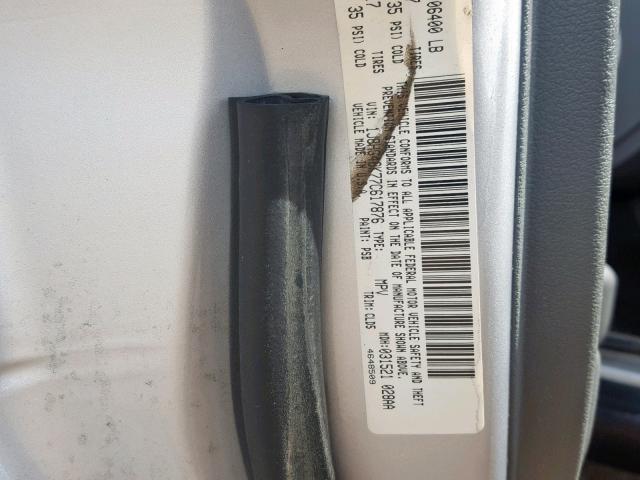 1J8HG48K77C617876 - 2007 JEEP COMMANDER SILVER photo 10