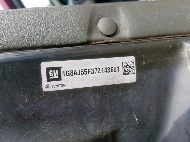 1G8AJ55F37Z143651 - 2007 SATURN ION LEVEL RED photo 10