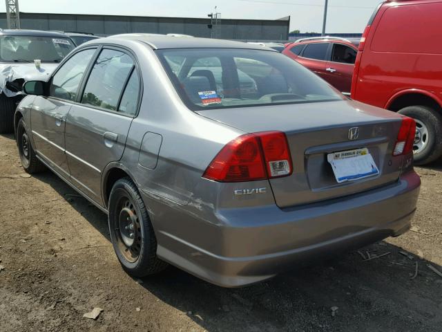 2HGES15554H612885 - 2004 HONDA CIVIC LX GRAY photo 3