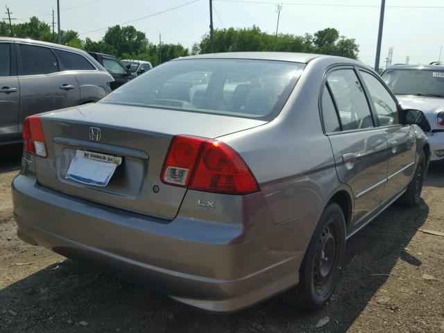 2HGES15554H612885 - 2004 HONDA CIVIC LX GRAY photo 4