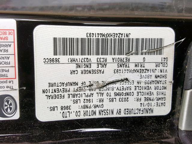 JN1AZ4EHXFM441493 - 2015 NISSAN 370Z BASE BLACK photo 10