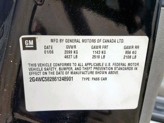 2G4WC582861248901 - 2006 BUICK LACROSSE C BLACK photo 10