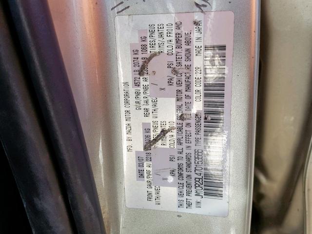 JM1CR29L470153566 - 2007 MAZDA 5 SILVER photo 10