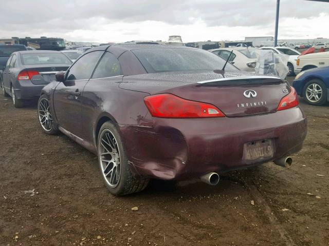 JNKCV66E19M721579 - 2009 INFINITI G37 BASE MAROON photo 3