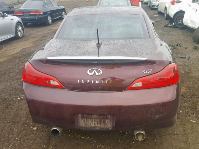 JNKCV66E19M721579 - 2009 INFINITI G37 BASE MAROON photo 9