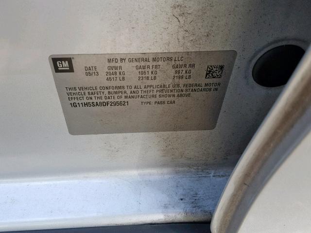 1G11H5SA8DF295621 - 2013 CHEVROLET MALIBU LTZ 银色 照片 10
