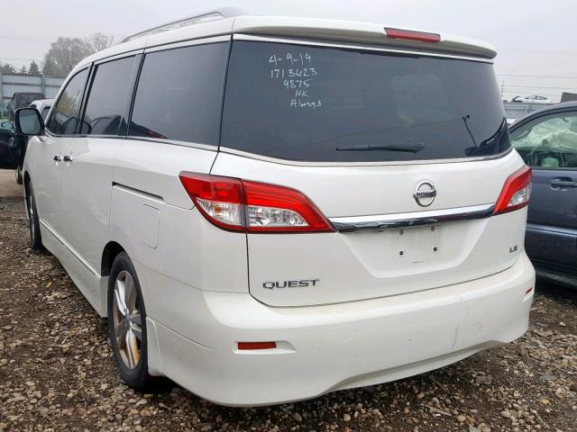 JN8AE2KP8B9012394 - 2011 NISSAN QUEST S WHITE photo 3