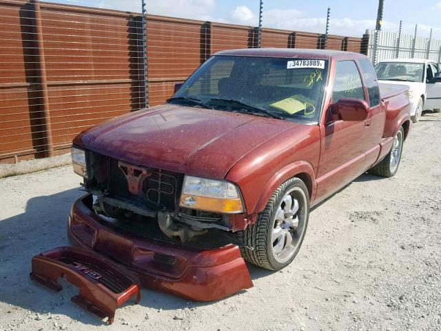 1GTCS195918246544 - 2001 GMC SONOMA MAROON photo 2