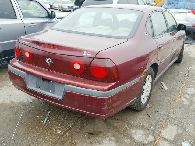 2G1WF52E829316147 - 2002 CHEVROLET IMPALA MAROON photo 4