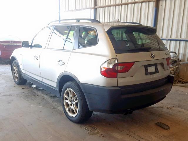 WBXPA734X4WC44282 - 2004 BMW X3 2.5I SILVER photo 3