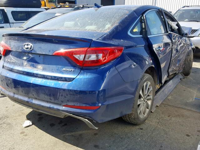 5NPE34AF2HH438606 - 2017 HYUNDAI SONATA SPO BLUE photo 4