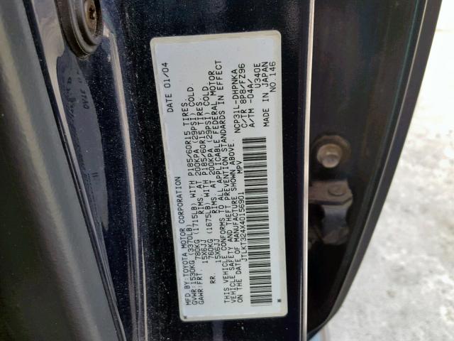 JTLKT324X40156901 - 2004 TOYOTA SCION XB 蓝色 照片 10