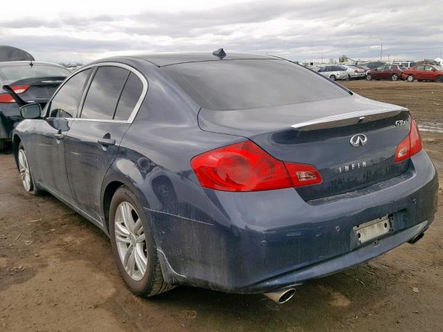 JN1CV6ARXDM761246 - 2013 INFINITI G37 BLUE photo 3