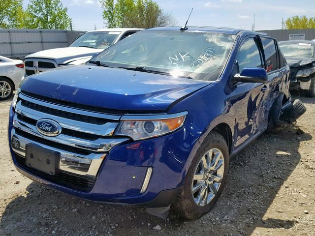 2FMDK3JC5EBB55490 - 2014 FORD EDGE SEL BLUE photo 2