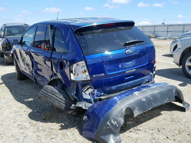 2FMDK3JC5EBB55490 - 2014 FORD EDGE SEL BLUE photo 3