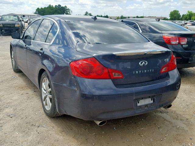 JNKCV61E49M307915 - 2009 INFINITI G37 BASE BLUE photo 3