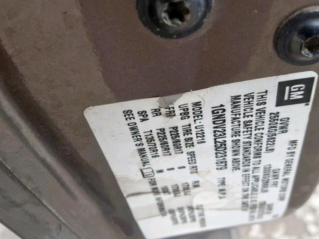 1GNDV23L25D231879 - 2005 CHEVROLET UPLANDER L 棕色 照片 10